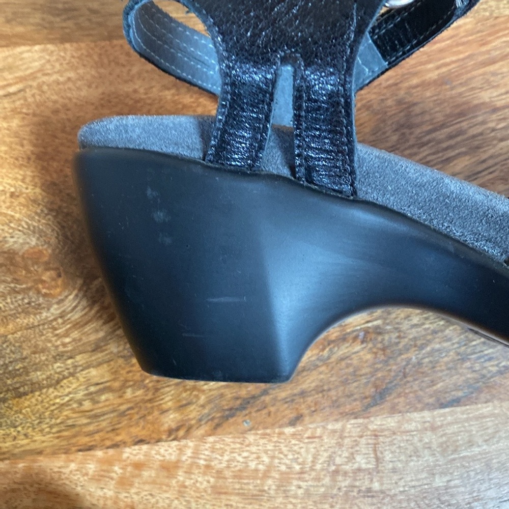 NAOT Black Leather Open Toe Sandals Shoes Platform - Picture 10 of 14